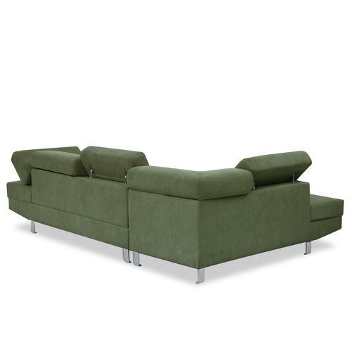 Canapé D'angle Gauche Avec Têtières Relevables Palerme Velours Côtelé Vert