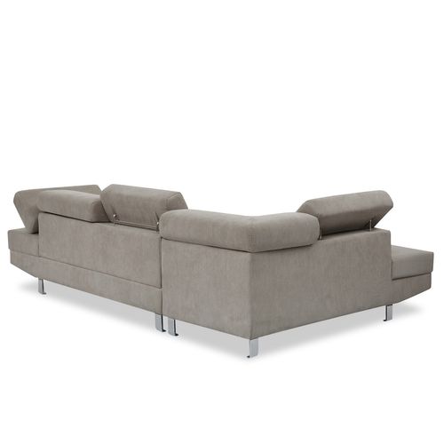 Canapé D'angle Gauche Avec Têtières Relevables Palerme Velours Côtelé Taupe