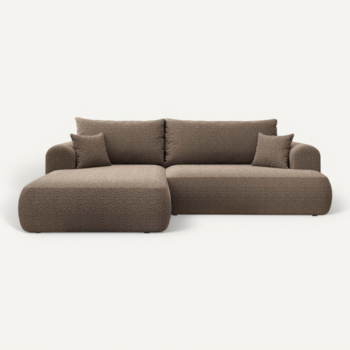 Canapé D'angle Gauche Convertible Velaro Bouclette Taupe