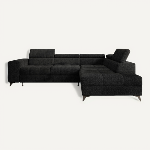 Canapé D'angle Droit Convertible Gaspard Bouclette Noir