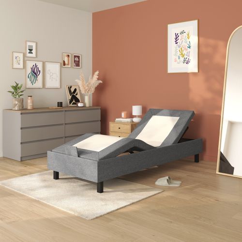 Sommier relaxation 80x200 cm EPEDA ZEN tissu gris anthracite vue d'ambiance 1