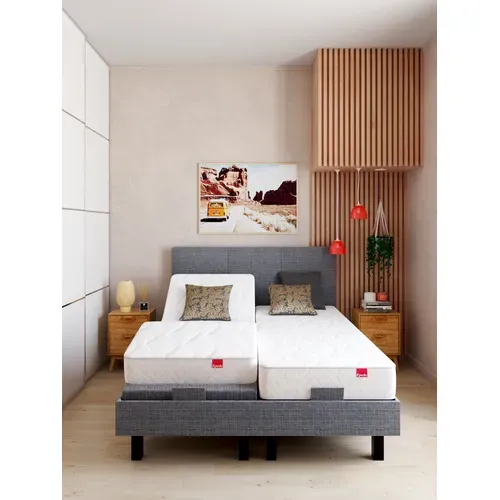 Sommier relaxation 2x80x200 cm EPEDA ZEN tissu gris anthracite
