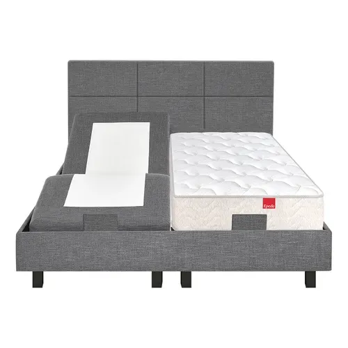 Sommier relaxation 2x80x200 cm EPEDA ZEN tissu gris anthracite vue de face