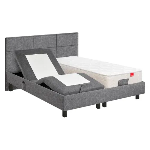Sommier relaxation 2x80x200 cm EPEDA ZEN tissu gris anthracite vue 3/4