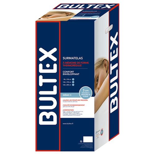 Surmatelas 90x190 cm ép.3 cm BULTEX MEMO 3