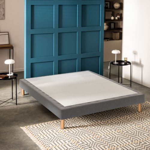 Sommier Déco Tapissier Mediano Gris Clair 2x100x200