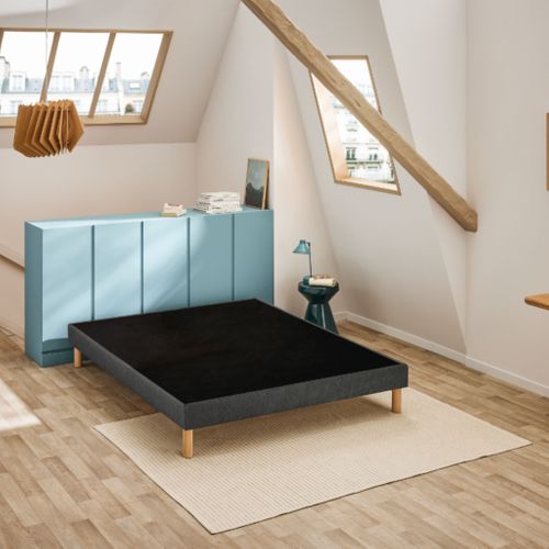 Sommier Déco Tapissier Unic Gris 2x90x200