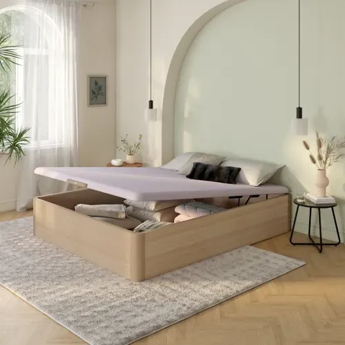 Sommier coffre 160x200 cm BULTEX INGENIEUX chêne vue d'ambiance 1