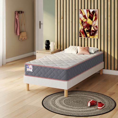Matelas ressorts 90x190 cm avec mémoire de forme GRASS MAT ép.24 cm