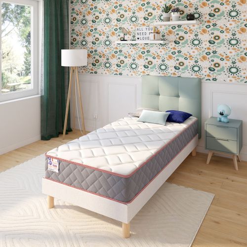 Matelas ressorts 90x200 cm avec mémoire de forme GRASS MAT ép.24 cm vue d'ambiance 1