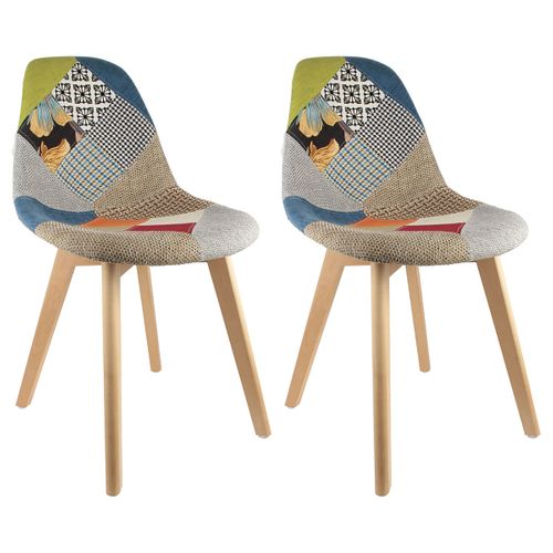 Lot De 2 Chaises Scandinaves Multicolore - Patchwork
