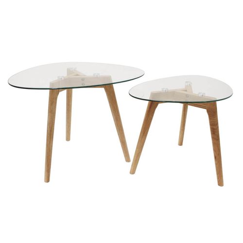 Lot De 2 Tables Basses Gigognes Verre Trempé - Roch
