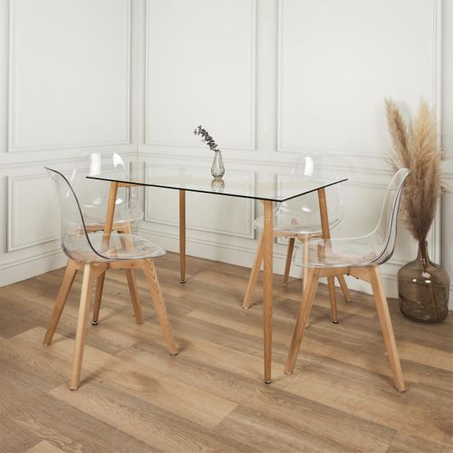 Table Repas Rectangulaire Plateau En Verre - Verana