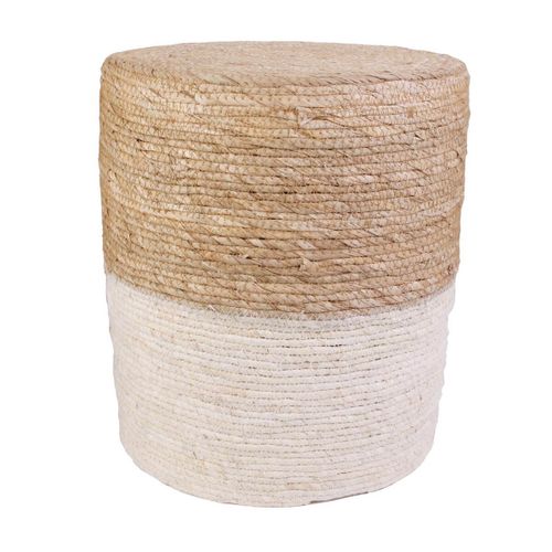 Estany - Lot De 2 Poufs Ronds Tressés Naturel Et Beige