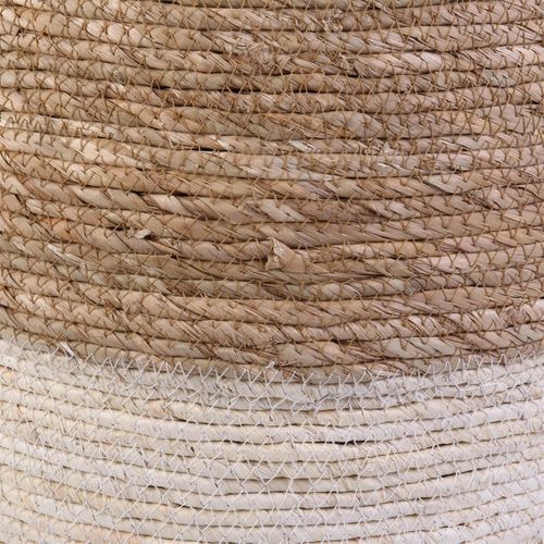 Estany - Lot De 2 Poufs Ronds Tressés Naturel Et Beige