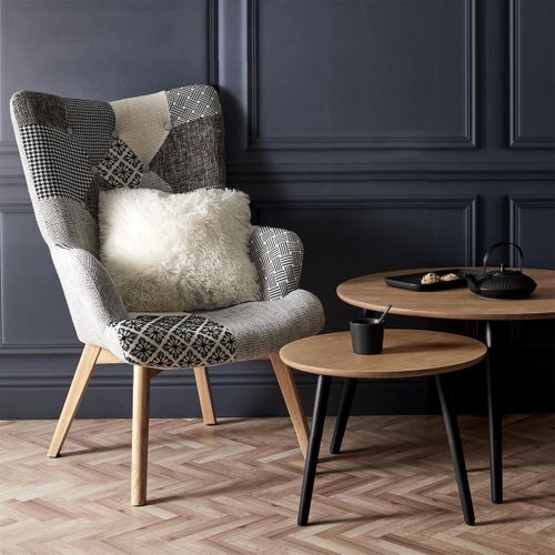 Fauteuil Patchwork Motifs Grisés - Giada