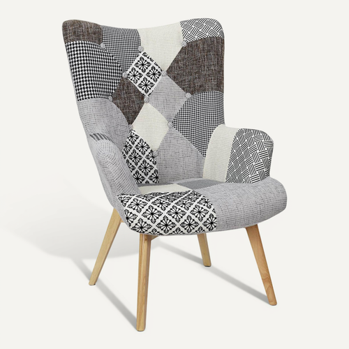 Fauteuil Patchwork Motifs Grisés - Giada