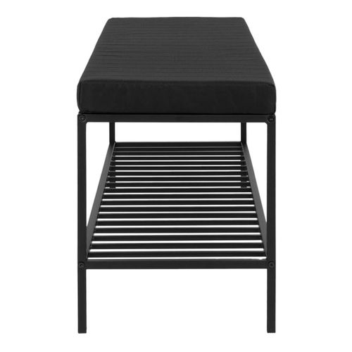 Banc D'entrée 2 Places Acier Et Coussins Noirs - Harald