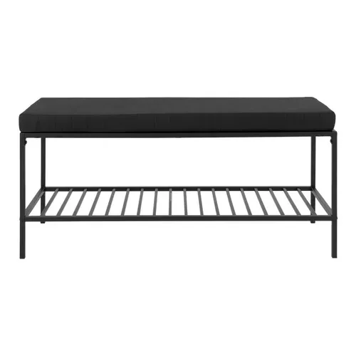 Banc D'entrée 2 Places Acier Et Coussins Noirs - Harald