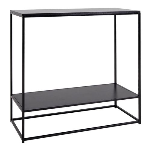 Console Acier Noir Et Plateau Aspect Bois Noir - Harald