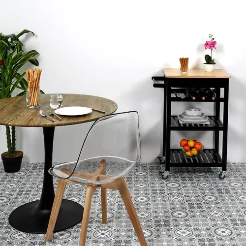 Desserte à Roulettes Noire Avec Porte-bouteilles - Kwit