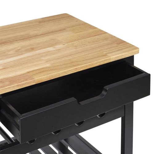 Desserte à Roulettes Noire Avec Porte-bouteilles - Kwit