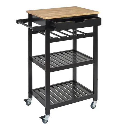 Desserte à Roulettes Noire Avec Porte-bouteilles - Kwit