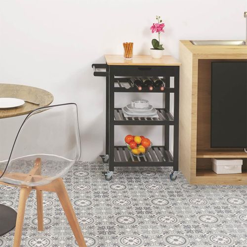 Desserte à Roulettes Noire Avec Porte-bouteilles - Kwit