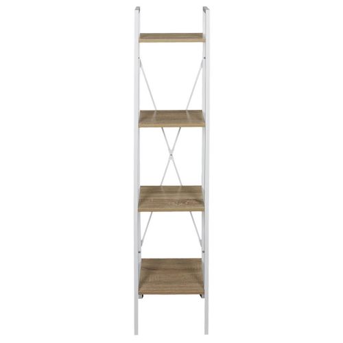 Lieta - Etagère Colonne à 4 Niveaux Bois Et Métal Blanc