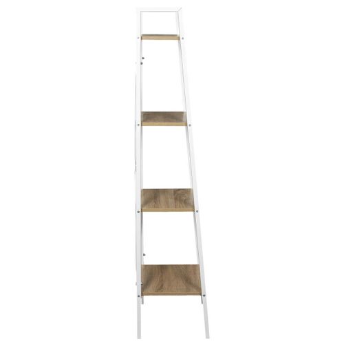 Lieta - Etagère Colonne à 4 Niveaux Bois Et Métal Blanc
