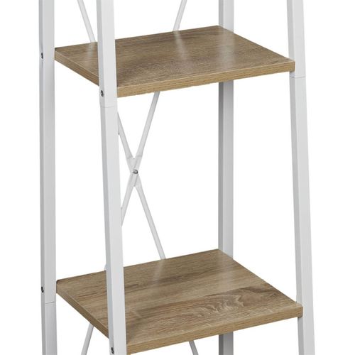 Lieta - Etagère Colonne à 4 Niveaux Bois Et Métal Blanc