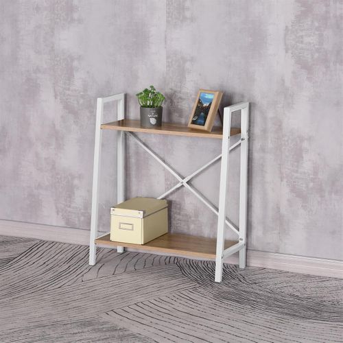 Etagère à 2 Niveaux Bois Et Métal Blanc - Lieta