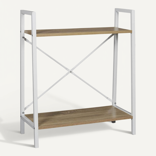 Etagère à 2 Niveaux Bois Et Métal Blanc - Lieta