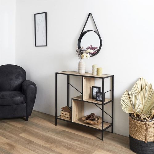 Etagère 3 Niveaux Aspect Bois Et Métal Noir - Endis