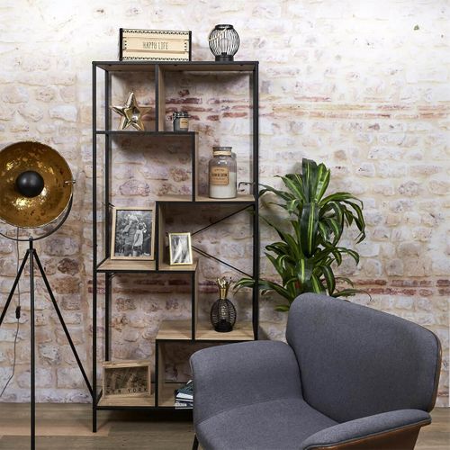 Etagère 6 Niveaux Aspect Bois Et Métal Noir - Endis
