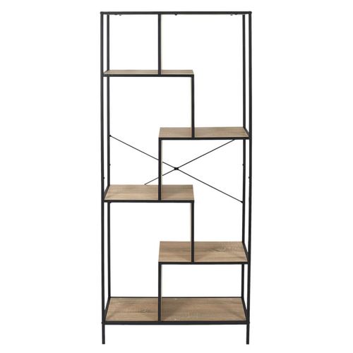 Etagère 6 Niveaux Aspect Bois Et Métal Noir - Endis