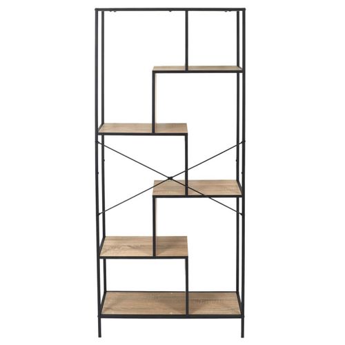 Etagère 6 Niveaux Aspect Bois Et Métal Noir - Endis