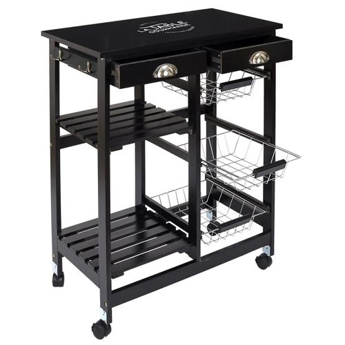 Desserte à Roulettes Noire Multi-rangement - Dragan