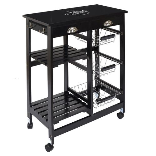 Desserte à Roulettes Noire Multi-rangement - Dragan