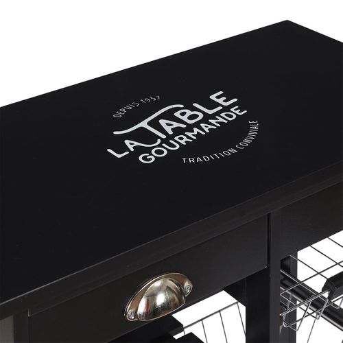 Desserte à Roulettes Noire Multi-rangement - Dragan