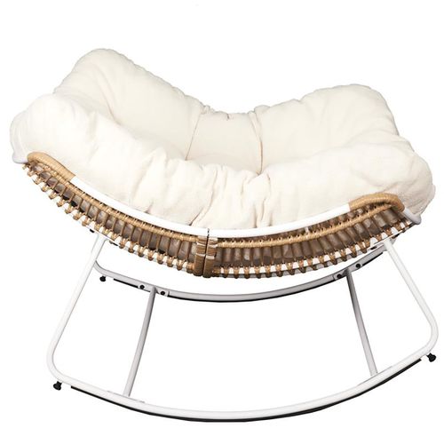 Fauteuil à Bascule Blanc Avec Assise Capitonnée Et Bouclettes - Merida