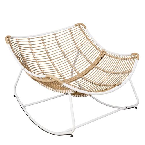 Fauteuil à Bascule Blanc Avec Assise Capitonnée Et Bouclettes - Merida