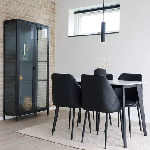 Vitrine 2 Portes Verre Et Acier Noir H175cm - Hendra