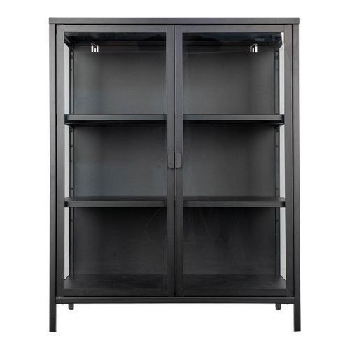 Vitrine 2 Portes Verre Et Acier Noir H101cm - Hendra