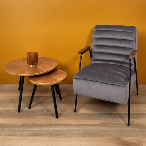 Tables Gigognes Plateau Effet Bois Cerclage Or - Gauthier