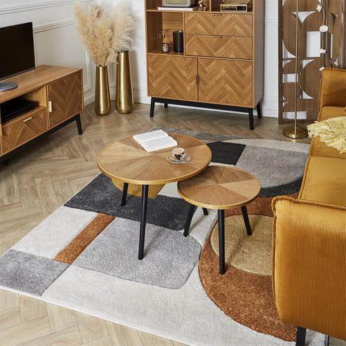 Tables Gigognes Plateau Effet Bois Cerclage Or - Gauthier