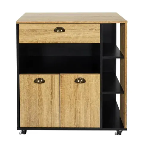 Desserte à Roulettes Multi-rangement Aspect Bois - Dinaj