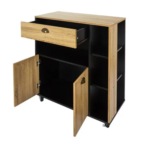 Desserte à Roulettes Multi-rangement Aspect Bois - Dinaj