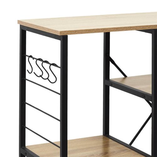 Stavi - Meuble De Rangement Métal Noir Plateaux Effet Bois
