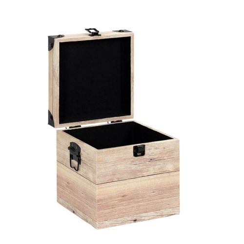 Sama - Lot De 3 Malles Cubes Aspect Bois Rosé